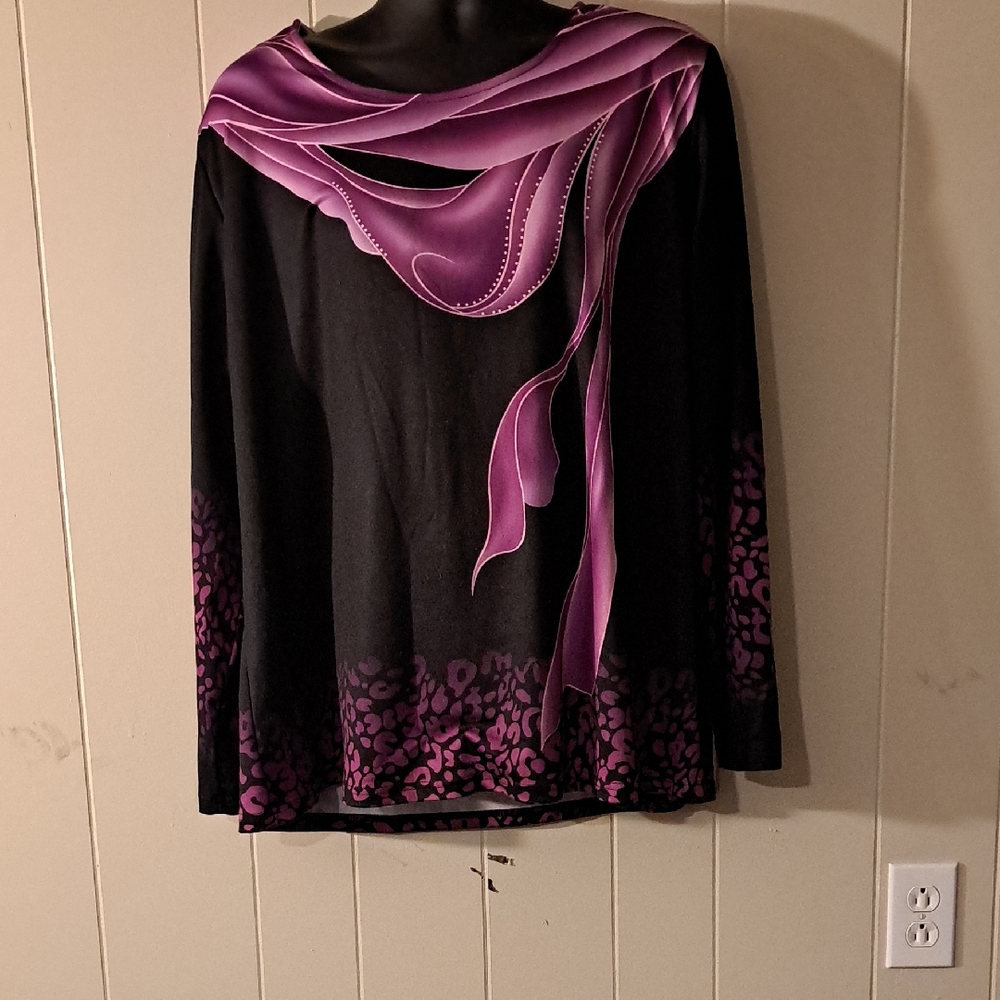 Rosegal Black and Purple Long Sleeve Top